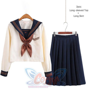 Anime Sailor Suit JSK School Uniform CLT6112 2 Pcs Long-Long / S School Uniform