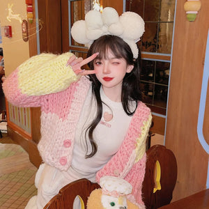 Autumn And Winter Sweet Girl Splice Sweater Coat L