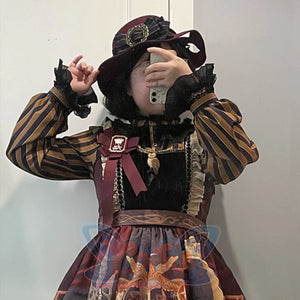 Vintage Gothic Lolita Stripe Long Sleeve Shirt