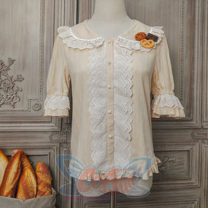 Chocolate Daily Sweet and Lovely Lolita Short Sleeve Shirt Milktea Color / XS
