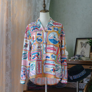 American Style Vintage Daily Lolita Printed Shirt - cosfun