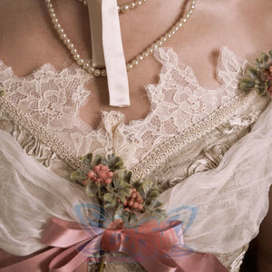 Rococo Duchess Vintage Elegant Off-Shoulder Puff Sleeve Mesh Top