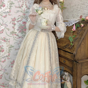 Spring Elegant Embroidered Lolita High Waist Skirt