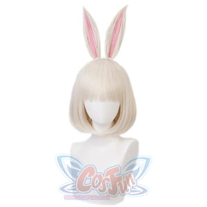 Beastars Haru Cosplay Wigs White Rabbit Bob Hair C00141 Wig And Ear