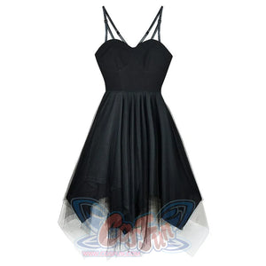 Black Tulle High Waist Sleeveless Slip Dress S