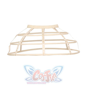 Flat lay of the Short Boned Petticoat item with cream support hoops and waist ties
