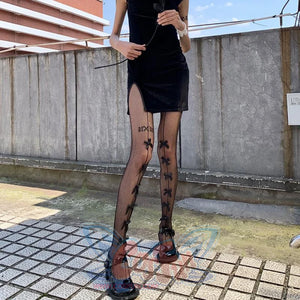 Bow Fishnet Pantyhose Black Sexy Stockings Jk Gothic Socks Stockings&socks