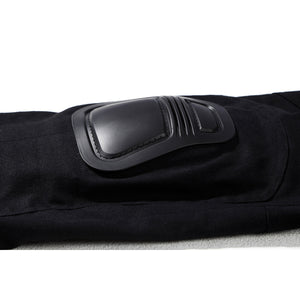 Bullseye Lester cosplay costume centers a reinforced black armor pad attached to the sturdy stretch fabric leg section.