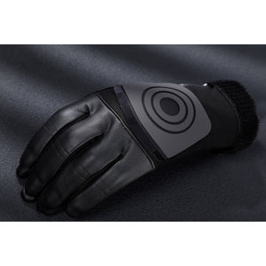Bullseye Lester cosplay costume centers Black faux leather glove with a circular target emblem on the back.