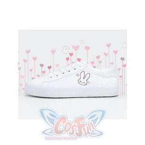 Bunny Kitty Print Casual Shoes Pu Slip-On Classic White / 35 Sneakers