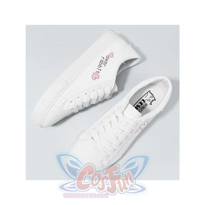 Bunny Kitty Print Casual Shoes Pu Slip-On Classic White Sneakers
