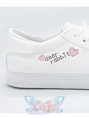 Bunny Kitty Print Casual Shoes Pu Slip-On Classic White Sneakers