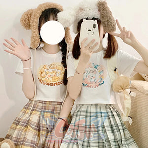 Japanese Cartoon Printed Short-sleeved Top