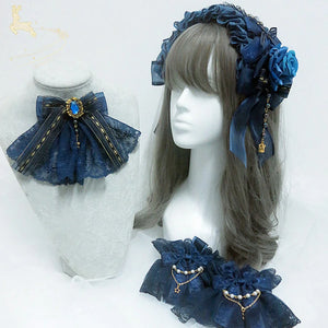 Original Gorgeous Lolita Rose Lace Hairband and Brooch S22670 - cosfun