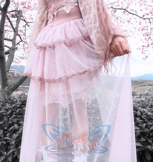 Summer Gothic Velvet Embroidery Big Hem Court Skirt