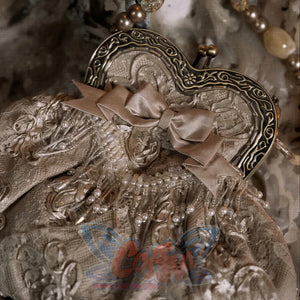 Rococo Duchess Heart Embroidered Elegant Vintage Style Handbag Heart Embroidered Bag