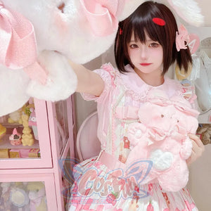 Lovely Lolita Woolen Rabbit Cake Crossbody Bag Pink / Cake Bag