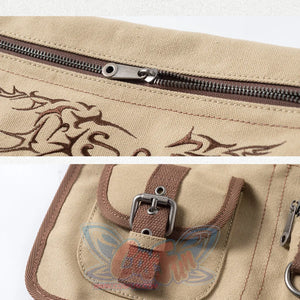 Japanese Style Vintage Canvas Crossbody Bag One Size