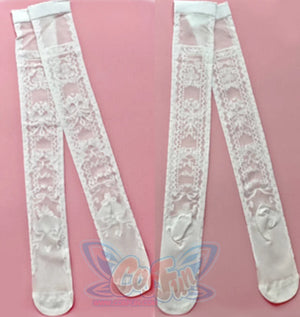 Summer Bow Knot Silk Stockings Lolita Stockings White