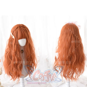 Soft Girl Harajuku Style Long Brunches Curly Wig Pumpkin Color