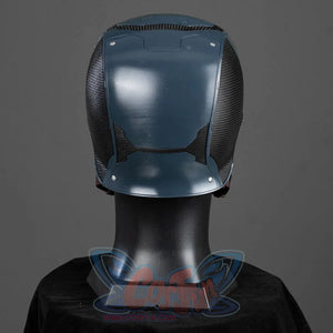 Captain Steve Rogers cosplay helmet turns the blue rear shell and black textured side panels.