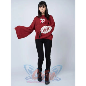 Cartoon Fox Face Embroidery Tassels Sweater Pullover Mp005913 Sweatshirt