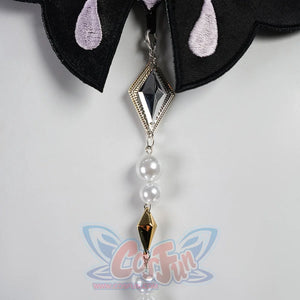Honkai: Star Rail Castorice Gossamer Flutter cosplay costume presents a black choker charm dangling from a velvet base.