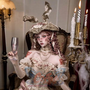 Rococo Duchess Summer Elegant Bunny Ear Dome Hat