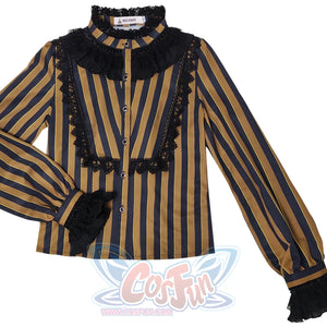 Vintage Gothic Lolita Stripe Long Sleeve Shirt