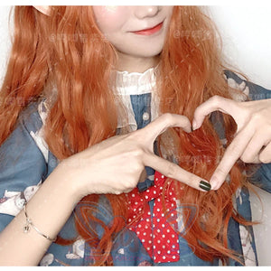 Soft Girl Harajuku Style Long Brunches Curly Wig Pumpkin Color