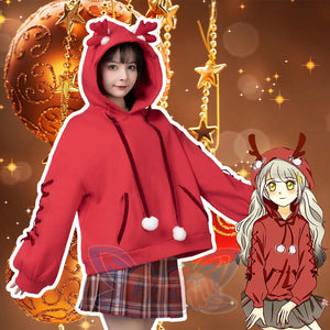 Ready To Ship Cosfun Original Snowball Elk Red Christmas Hoodie C00164 Sweatshirt