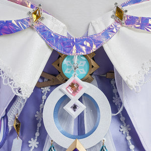 Genshin Impact Citlali Whispers of Stars and Smoke cosplay costume centers a bright blue Vision and pink gem-like pendant.