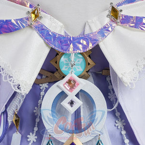 Genshin Impact Citlali Whispers of Stars and Smoke cosplay costume centers a bright blue Vision and pink gem-like pendant.