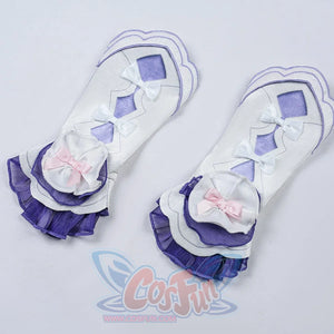 Genshin Impact Citlali Whispers of Stars and Smoke cosplay costume includes these ornate hand guards beside ruffle trim.