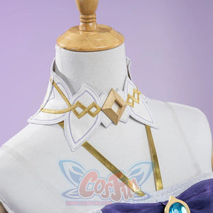 Genshin Impact Citlali Whispers of Stars and Smoke cosplay costume details a white collar piece accented by gold-tone trim.