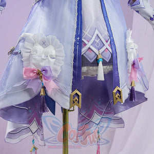 Genshin Impact Citlali Whispers of Stars and Smoke cosplay costume gathers ruffled white waist accents and hanging tassels.