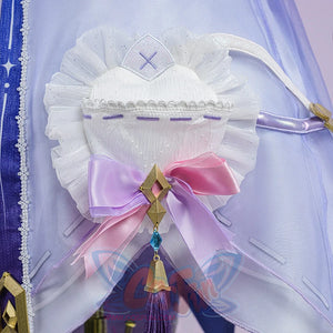 Genshin Impact Citlali Whispers of Stars and Smoke cosplay costume gathers white ruffles and satin ribbons at the waist.