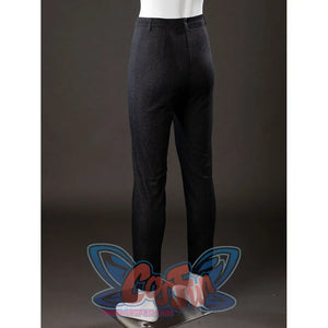 Back view of Maelle cosplay costume from Clair Obscur Expedition 33 black pants with fitted legs and rear seam