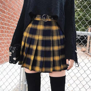 Classical Retro Punk Style Tartan Plaid A-Line Skirt Mp006273