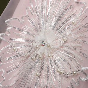 Close up Glinda cosplay costume floral embroidery