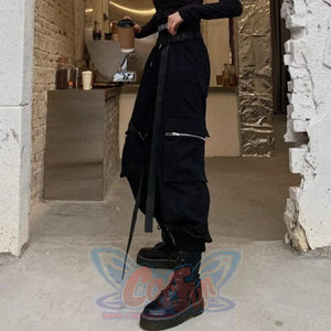 Coolest Street Solid Overalls Cargo Pants With Belt J40097