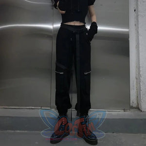 Coolest Street Solid Overalls Cargo Pants With Belt J40097