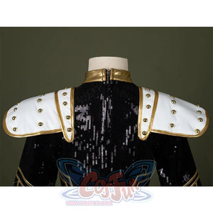 HUNTR/X Kid Zoey cosplay costume, black sequins top back view, showing a invisible zipper on the back
