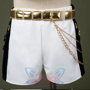 HUNTR/X Rumi cosplay costume for kids, white shiny stage outfit, shorts
