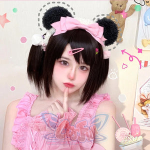 Lovely Lolita Panda Bowknot Hairband Pink