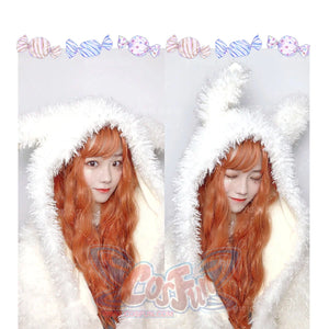 Soft Girl Harajuku Style Long Brunches Curly Wig Pumpkin Color