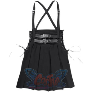 Sweet and Cool Lace Up High Waist Pleated Strap Skirt S