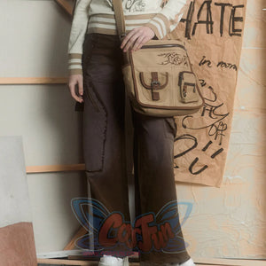 Japanese Style Vintage Canvas Crossbody Bag One Size