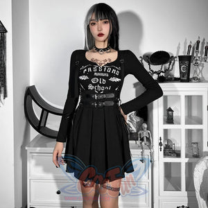 Sweet and Cool Lace Up High Waist Pleated Strap Skirt