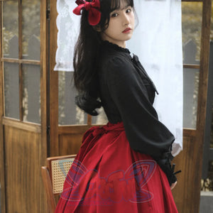 Daily Elegant Winter Lolita Woolen Houndstooth Skirt Sets
